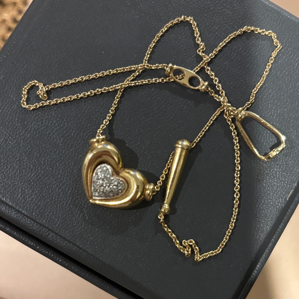 14k Gold diamond Heart  Necklace